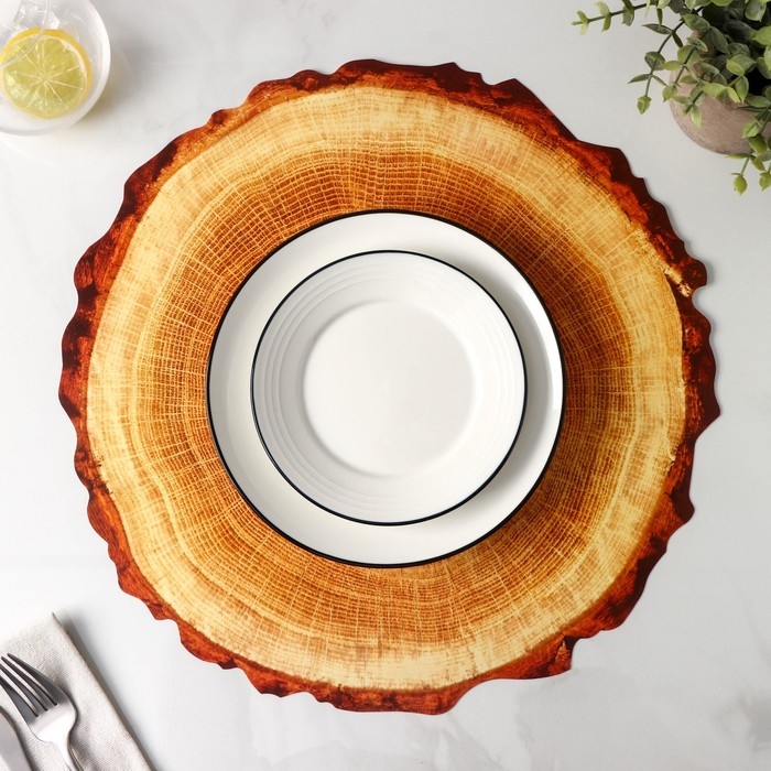 Салфетка сервировочная на стол «Спил», 38×39 см, цвет бежевый Салфетка сервировочная на стол «Спил», 38×39 см, цвет бежевый