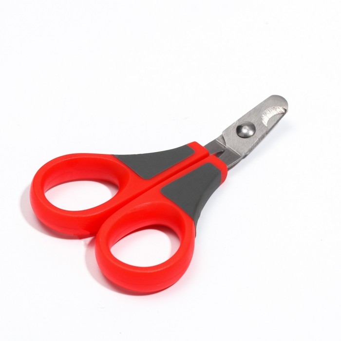 Ножницы-когтерезы изогнутые, отверстие 7 мм, бордовые с серым Ножницы-когтерезы изогнутые, отверстие 7 мм, бордовые с серым