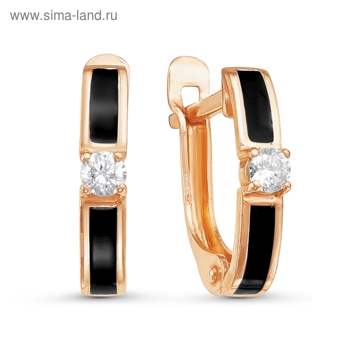 Серьги минимал «Классика», розовое золочение, цвет чёрный Серьги минимал «Классика», розовое золочение, цвет чёрный
