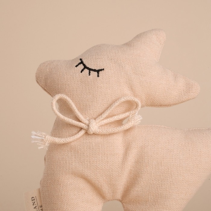 Мягкая игрушка «Оленёнок», 15 см, цвет бежевый, с бантиком Мягкая игрушка «Оленёнок», 15 см, цвет бежевый, с бантиком