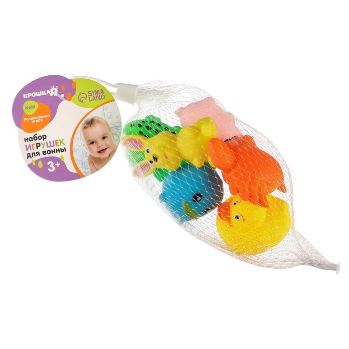 Набор резиновых игрушек для ванны «Малыши», с пищалкой, 6 шт, цвет МИКС, Крошка Я Набор резиновых игрушек для ванны «Малыши», с пищалкой, 6 шт, цвет МИКС, Крошка Я