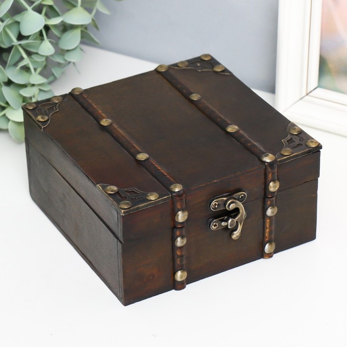 Шкатулка дерево сундучок Шкатулка дерево сундучок "Галлея" с заклёпками 15х15х7,5 см