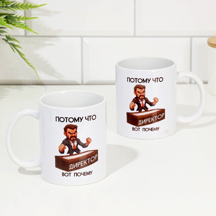 Кружка чайная керамическая Кружка чайная керамическая "Потому что директор вот почему", 320 мл