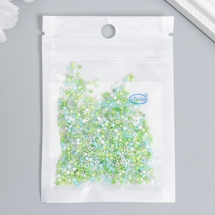 Бисер стекло 12/0  Бисер стекло 12/0 "Перламутр. Светло-зелёное ассорти" 10 гр