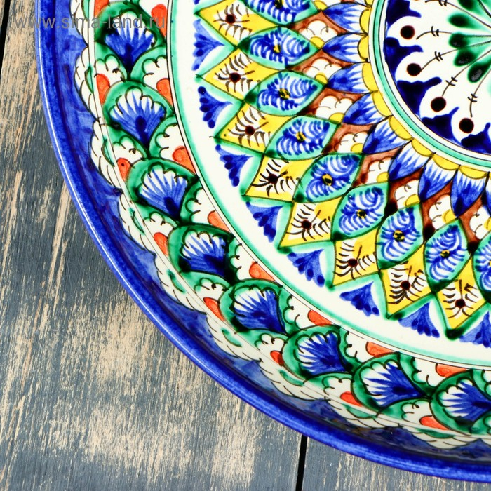 Ляган Риштанская Керамика "Узоры", 32 см, синий