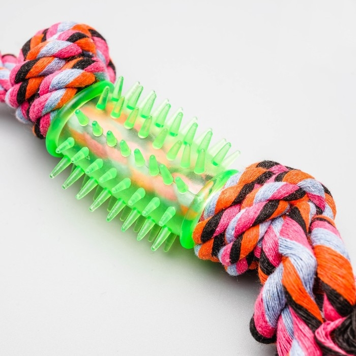 Игрушка тренировочная канатная Игрушка тренировочная канатная "Канат с зубочисткой", до 80 г, до 40 см, микс цветов