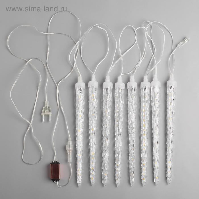 Гирлянда «Сосульки рифленые» 2.5 × 0.3 м, IP65, прозрачная нить, 192 LED, свечение синее с эффектом стекания, 12 В