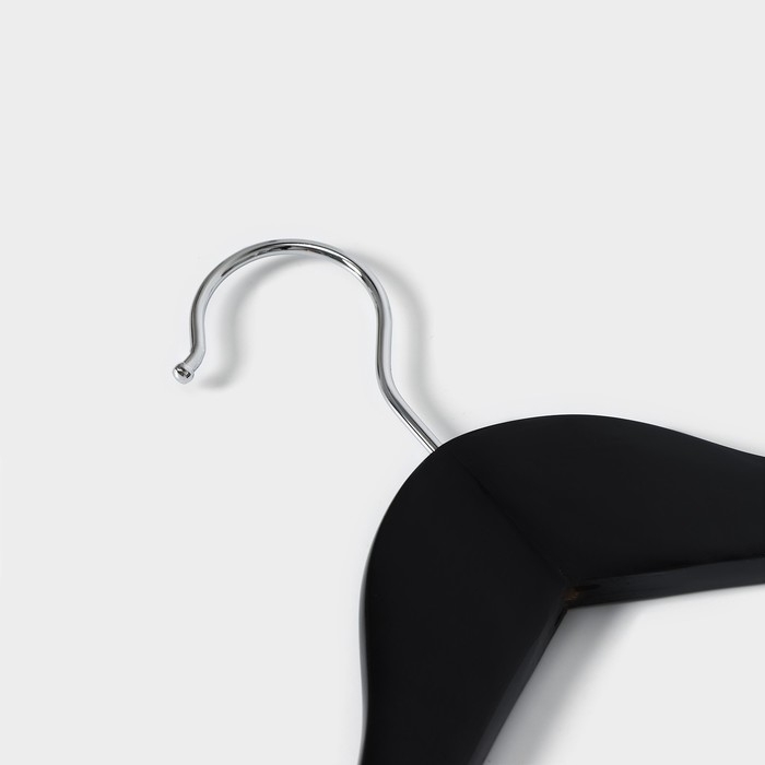 Плечики - вешалки для одежды Доляна, 44,5х23 см, 3 шт, с перекладиной, широкие плечики, деревянные сорт B, цвет чёрный Плечики - вешалки для одежды Доляна, 44,5х23 см, 3 шт, с перекладиной, широкие плечики, деревянные сорт B, цвет чёрный