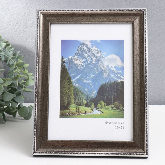 Фоторамка пластик Фоторамка пластик "Пастель" 15х21 см, серебро