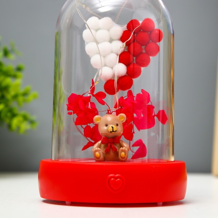 Ночник колба Ночник колба "Мишка" LED от батареек 3хААА красный 9,5х9,5х16 см RISALUX