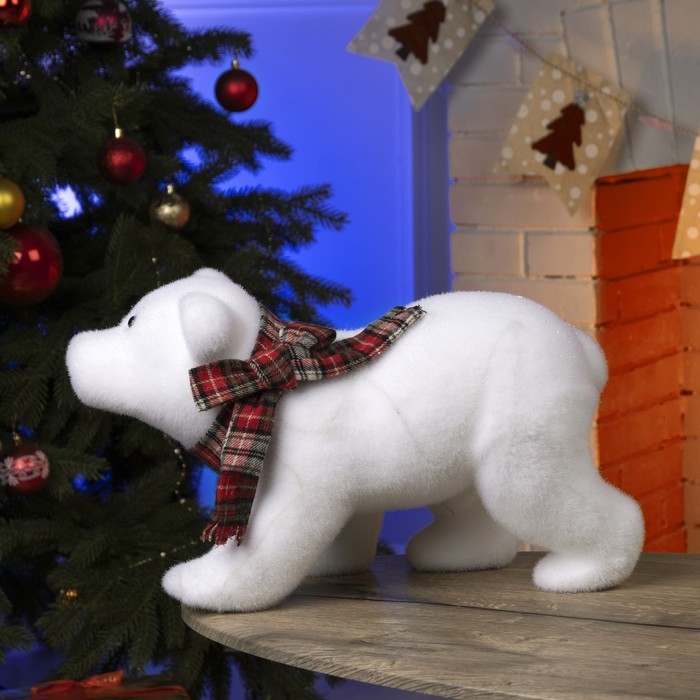 Светодиодная фигура «Мишка» 45 × 25 × 20 см, флок, батарейки ААх2 (не в комплекте), свечение тёплое белое Светодиодная фигура «Мишка» 45 × 25 × 20 см, флок, батарейки ААх2 (не в комплекте), свечение тёплое белое