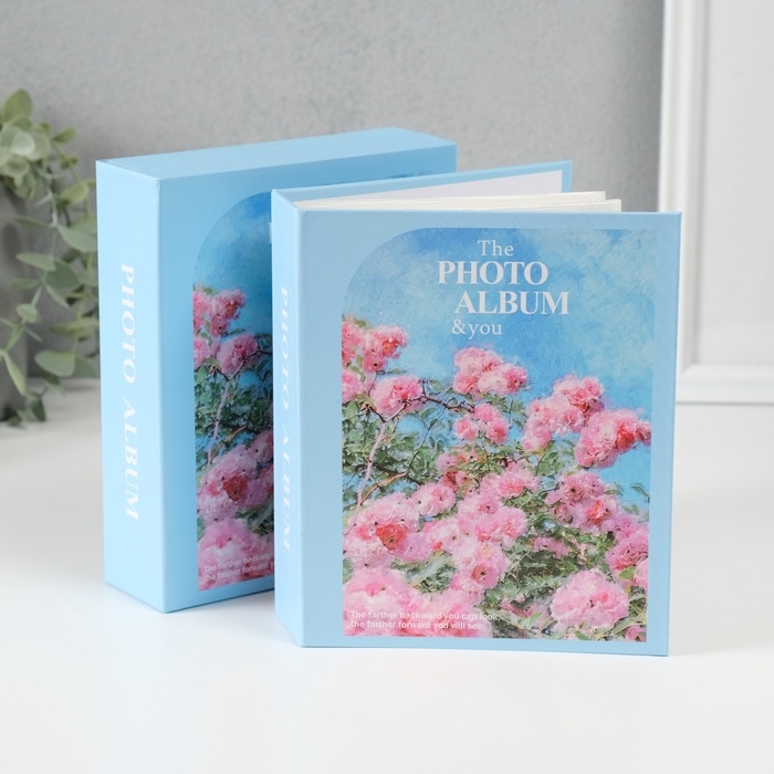 Фотоальбом на 40 фото 10х15 см "Кустовые розы на голубом" в коробке 17х14х4,6 см
