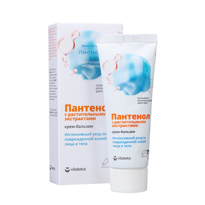Крем-бальзам Пантенол для кожи  Крем-бальзам Пантенол для кожи "Витатека" с растительными экстрактами, 75 мл