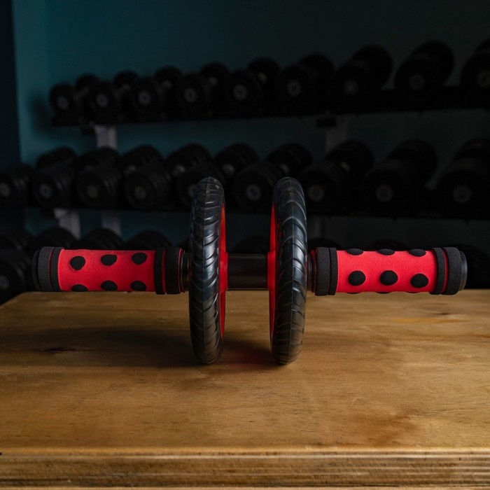 Ролик для пресса ONLYTOP, 2 колеса, с ковриком, цвета МИКС Ролик для пресса ONLYTOP, 2 колеса, с ковриком, цвета МИКС