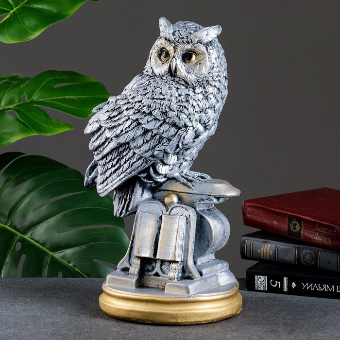 Копилка  Копилка "Сова с книгой" серебро, 21х17х35см
