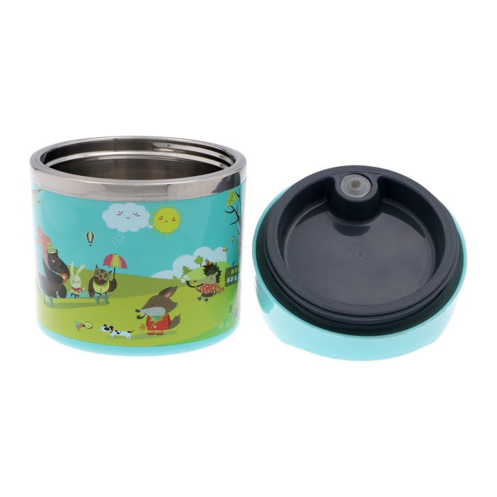 Ланч-бокс Ланч-бокс "В мире зверей", 630 мл, сохраняет тепло 3 ч, 11 х 15 см, голубой