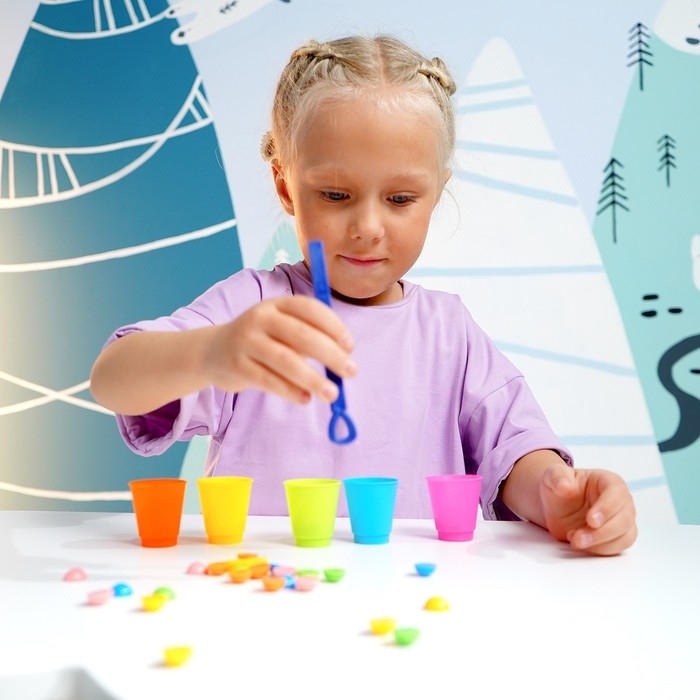 Набор для сортировки «Стаканчики», с пинцетом, по методике Монтессори, 3+ Набор для сортировки «Стаканчики», с пинцетом, по методике Монтессори, 3+
