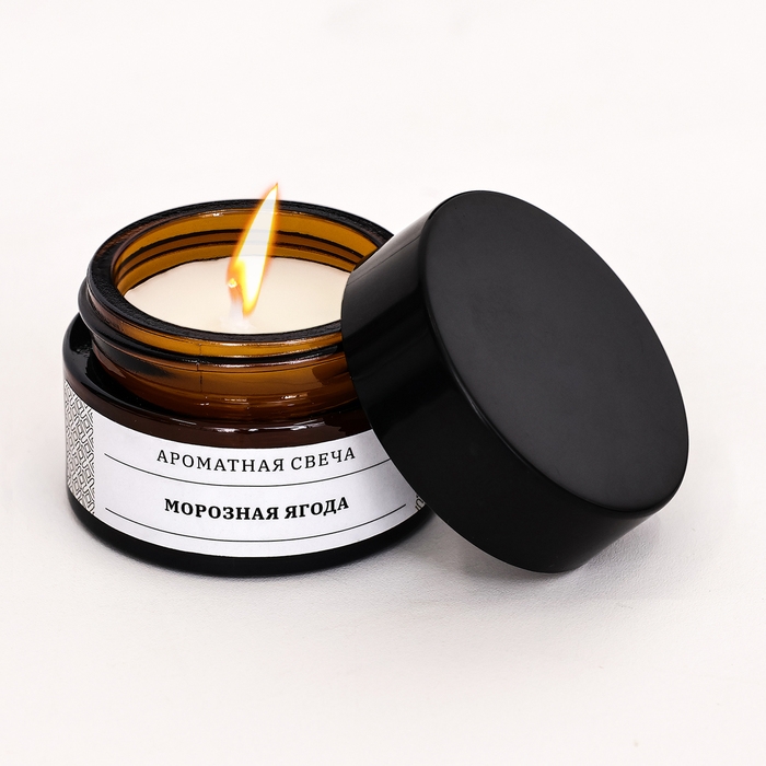 Свеча ароматическая в банке  Свеча ароматическая в банке "Морозная ягода", соевый воск, 12 г