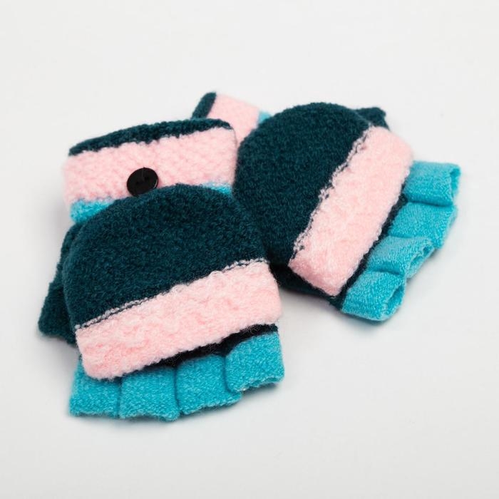 Варежки-митенки детские MINAKU, 14 см, цв.тёмно-зелёный Варежки-митенки детские MINAKU, 14 см, цв.тёмно-зелёный