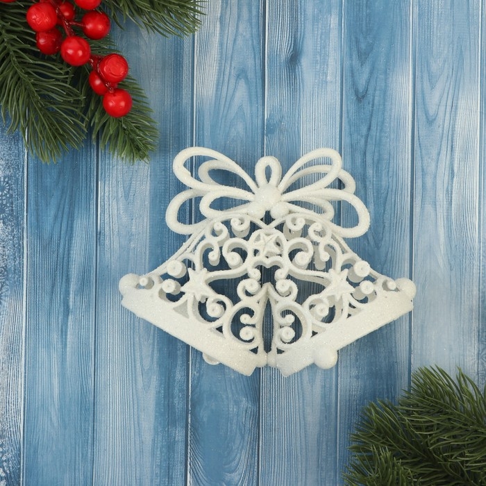 Украшение ёлочное Украшение ёлочное "Колокольчик узор люкс" 13х10 см, белый