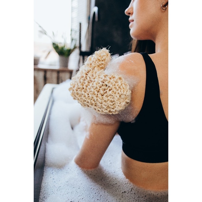 Мочалка-варежка Доляна, 20×15 см, жёсткая, сизаль Мочалка-варежка Доляна, 20×15 см, жёсткая, сизаль