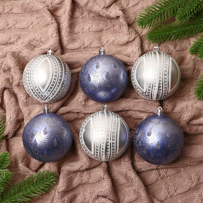 Набор шаров пластик d-8 см, 6 шт Набор шаров пластик d-8 см, 6 шт "Загадочный узор"