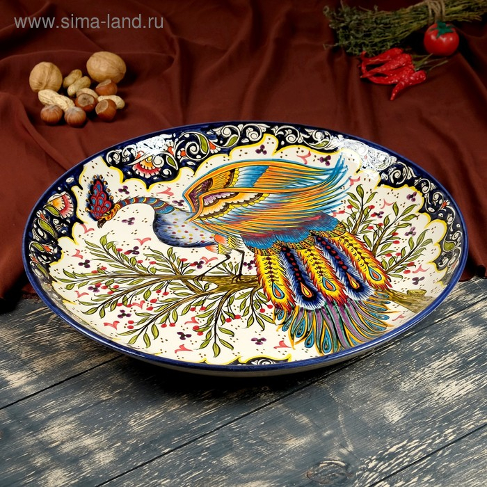 Ляган Риштанская Керамика  Ляган Риштанская Керамика "Жар-птица", 36 см, микс