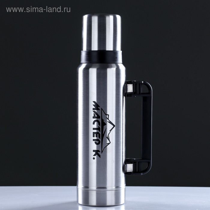 Термос, 1.2 л, Движение, Термос, 1.2 л, Движение, "Мастер К.", с кружкой, сохраняет тепло 18 ч, 36 х 11 см, хром