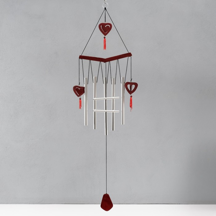 Музыка ветра металл, дерево Музыка ветра металл, дерево "Двойное сердце" 7 трубок 72х19 см