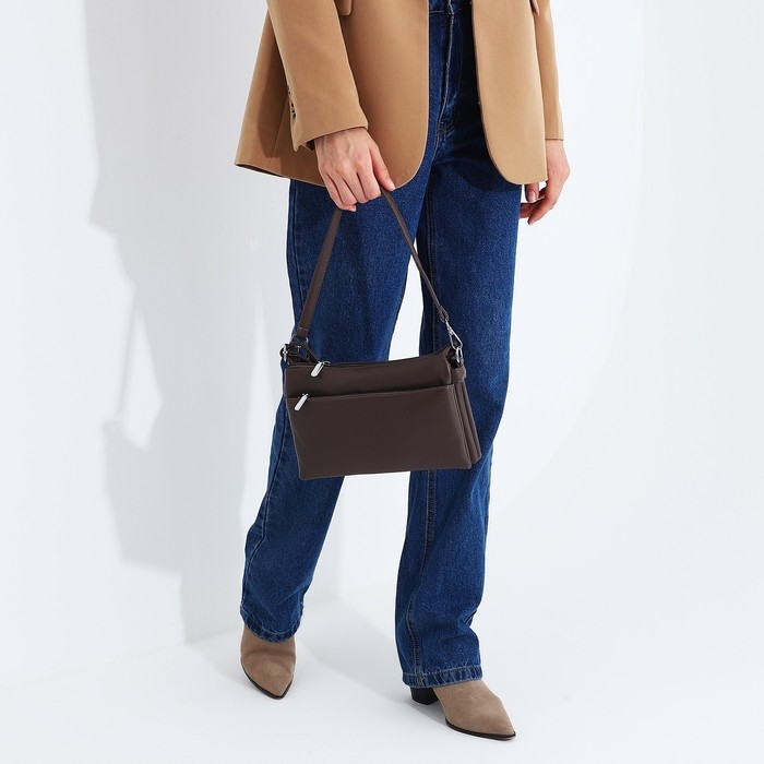 Сумка кросс-боди на молнии, цвет коричневый