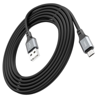 Кабель Hoco X92, MicroUSB - USB, 2.4 А, 3 м, оплётка силикон, чёрный