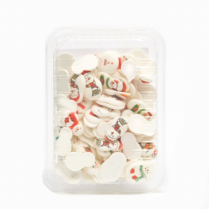 Новый год. Сахарные медальоны Top decor, "Снеговики", 35 х 23 мм, набор 63 шт