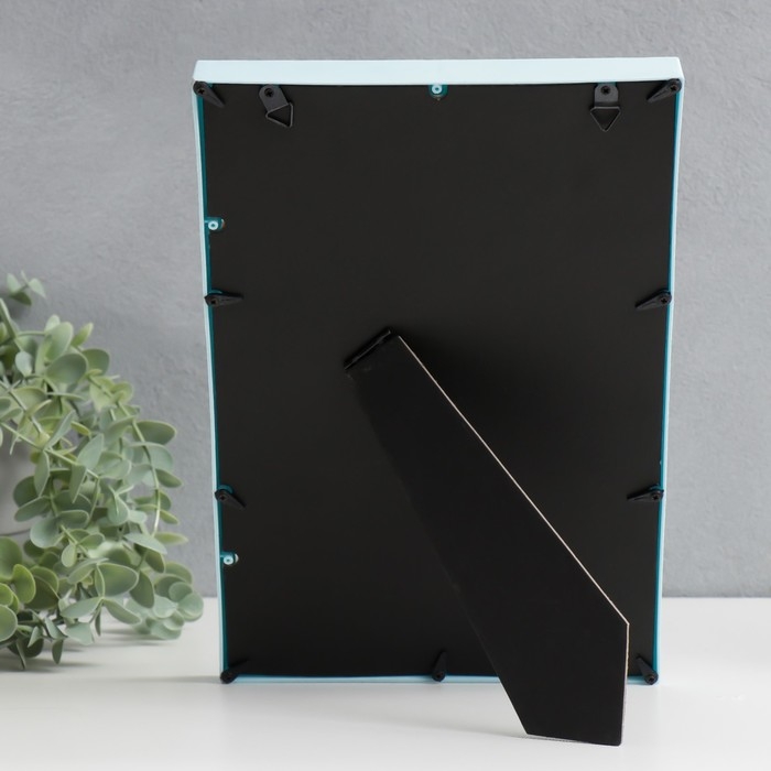 Фоторамка пластик на 3 фото 10х10 см, 13х18 см  Фоторамка пластик на 3 фото 10х10 см, 13х18 см "Лион" голубая 32х20 см