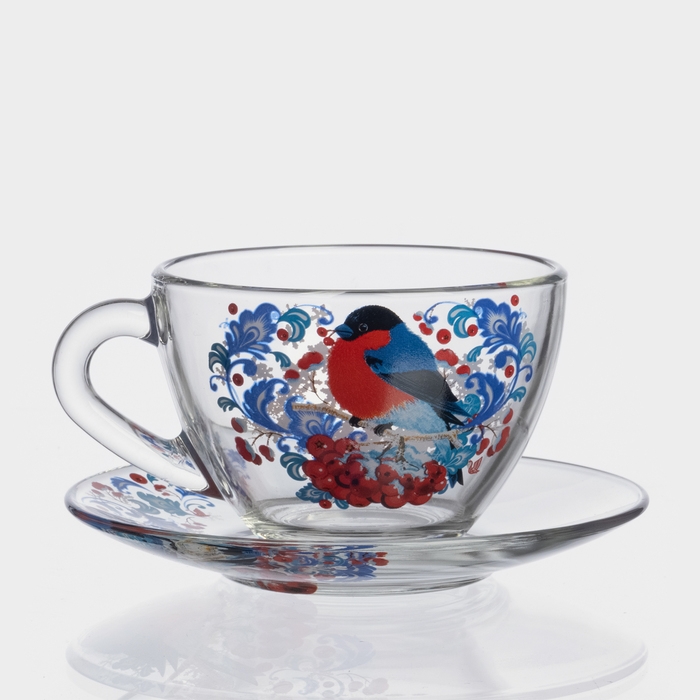 Чайная пара арт.337-Д  Чайная пара арт.337-Д "Снегири на рябине" Чайная пара
