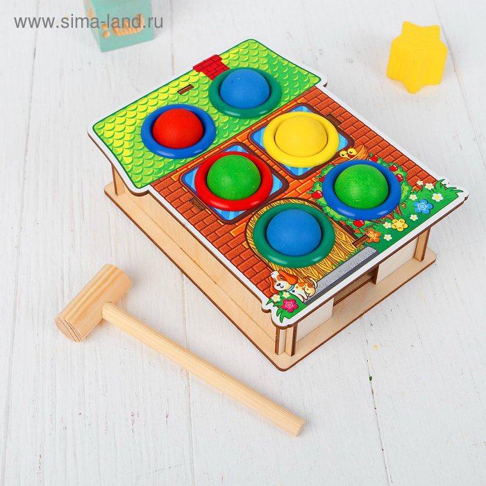 Стучалка-сортер «Дом», с молотком, МИКС Стучалка-сортер «Дом», с молотком, МИКС