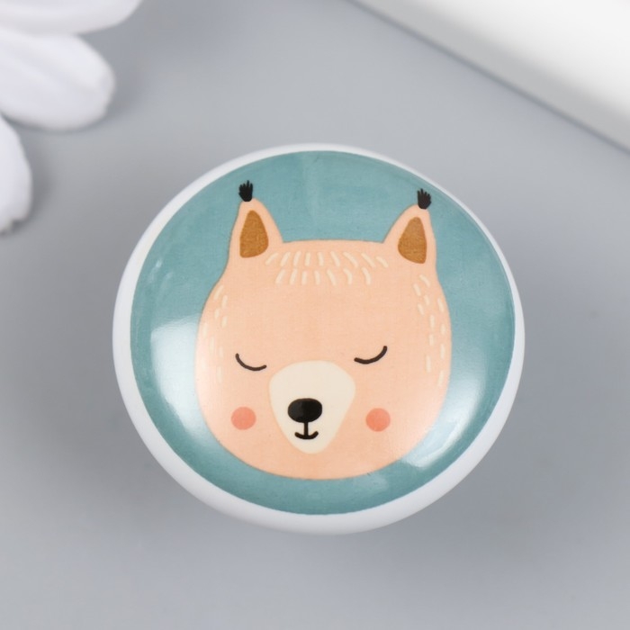 Ручка для шкатулки керамика, металл Ручка для шкатулки керамика, металл "Белочка" 3,8х3,8х2,8 см