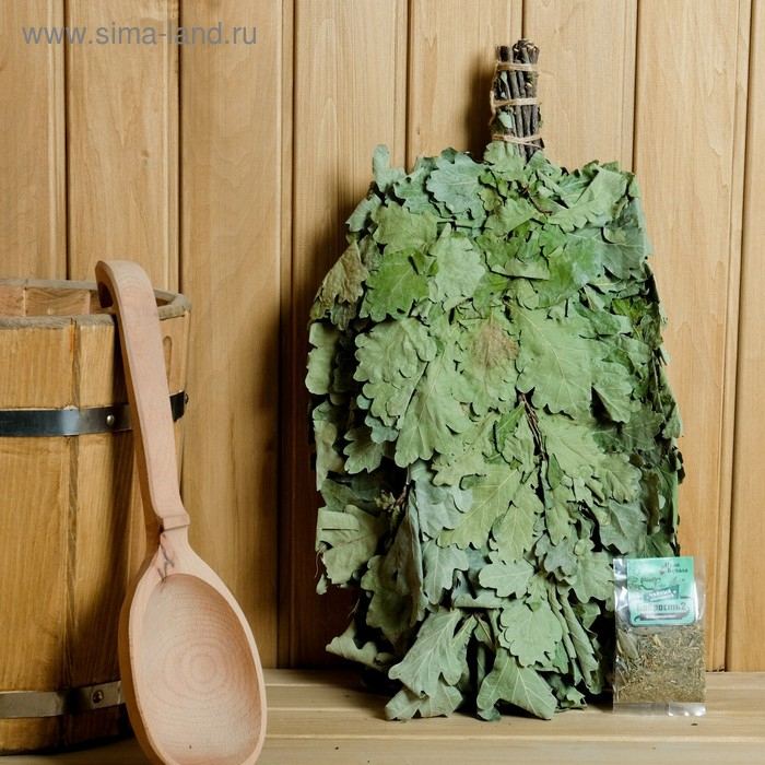 Набор веник ЭКСТРА из кавказского дуба с чайным напитком Набор веник ЭКСТРА из кавказского дуба с чайным напитком "Бодрость 2", в упаковке