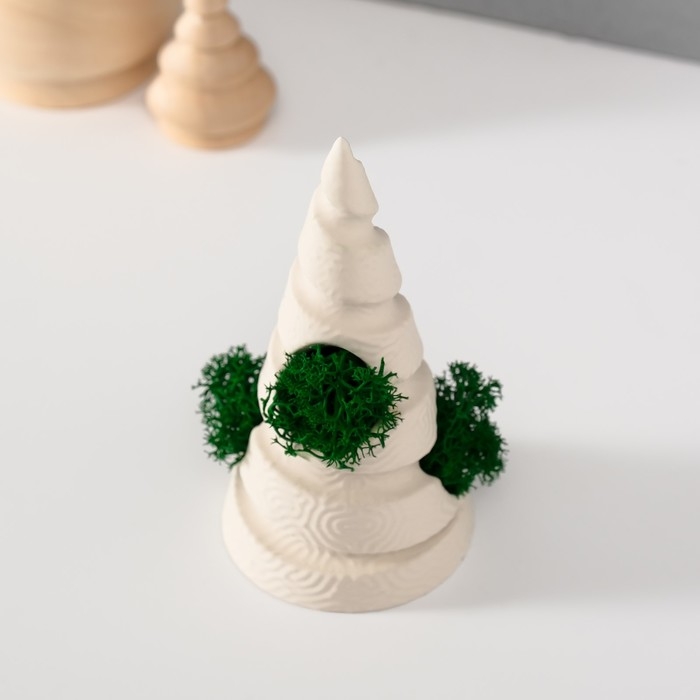 Сувенир  Сувенир "Елка" со мхом белая, высота 10 см, d-5 см (мох зелен стабил)