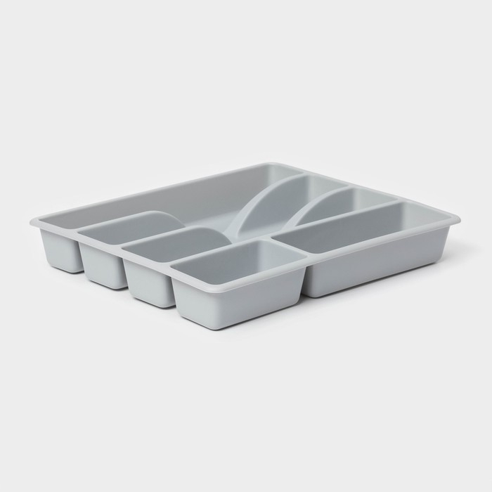 Лоток для столовых приборов, 5 отделений, 25,5×30,7×4,6 см, цвет серый