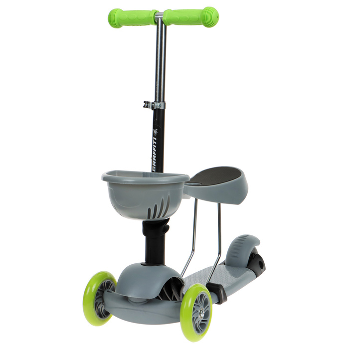 Самокат 2 в 1 GRAFFITI Kids, с корзинкой, колёса PU 120/75 мм, цвет серый Самокат 2 в 1 GRAFFITI Kids, с корзинкой, колёса PU 120/75 мм, цвет серый