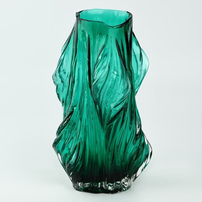 Ваза для цветов «Изумруд» из зеленого стекла 32×10,5×10,5 см