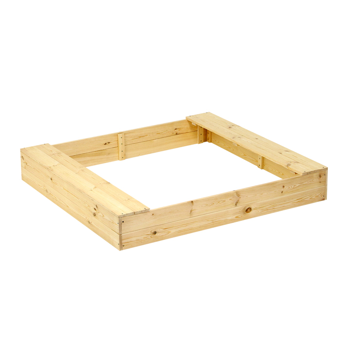 Песочница детская деревянная, без крышки, 150 × 140 × 20 см, с сиденьями, без покраски, сосна, Greengo Песочница детская деревянная, без крышки, 150 × 140 × 20 см, с сиденьями, без покраски, сосна, Greengo