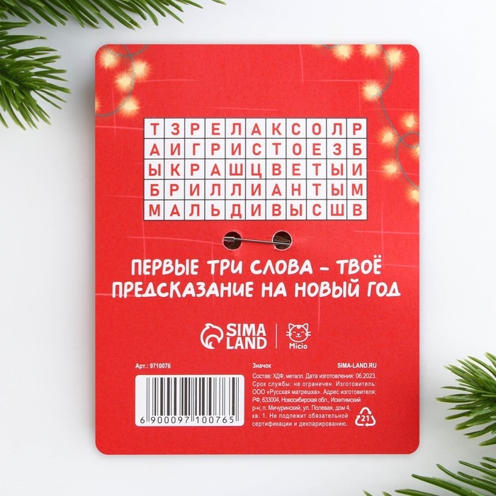 Значок новогодний «Новый год: радуйте близких» 4 х 1,5 см