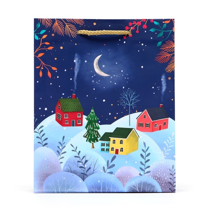Новый год. Пакет подарочный Новый год. Пакет подарочный "Зимняя ночь", 18 х 22,3 х 10 см.