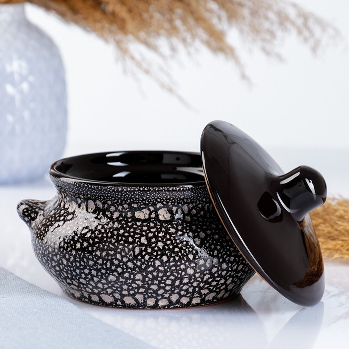 Горшок керамический для запекания  Горшок керамический для запекания "Лакомка" 0,5л / 13х9,5см, мрамор