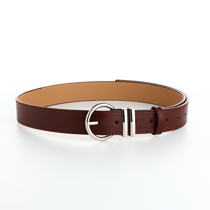 Ремень женский, ширина 3,5, винт, пряжка металл, цвет коричневый