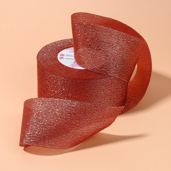 Лента парчовая, 50 мм, 23 ± 1 м, цвет красный №039 Лента парчовая, 50 мм, 23 ± 1 м, цвет красный №039