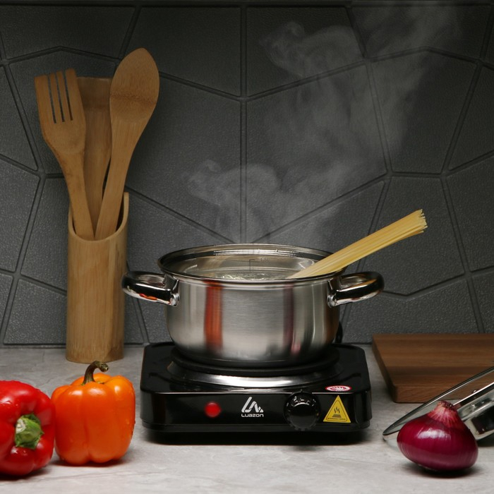 Плитка электрическая Luazon LHP-002, 1 конфорка, 1000 Вт, нагреватель диск, чёрная Плитка электрическая Luazon LHP-002, 1 конфорка, 1000 Вт, нагреватель диск, чёрная