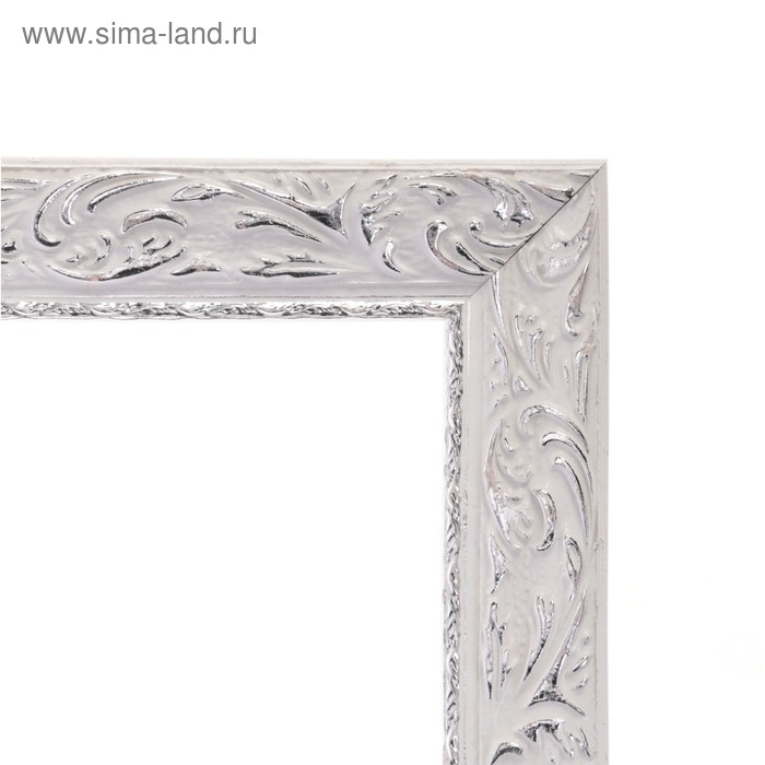 Рама для картин (зеркал) 40 х 50 х 4 см, дерево  Рама для картин (зеркал) 40 х 50 х 4 см, дерево "Версаль", бело-серебристая
