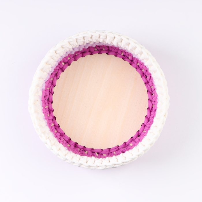 Набор вязанных корзин, 3 шт, трикотажная пряжа, розовый Набор вязанных корзин, 3 шт, трикотажная пряжа, розовый